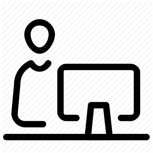 Help desk icon: support agent at a computer